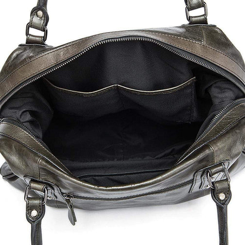 Rossie Viren Vintage Leather Large Travel Carry-All - Unisex Weekender Duffel Shoulder Bag