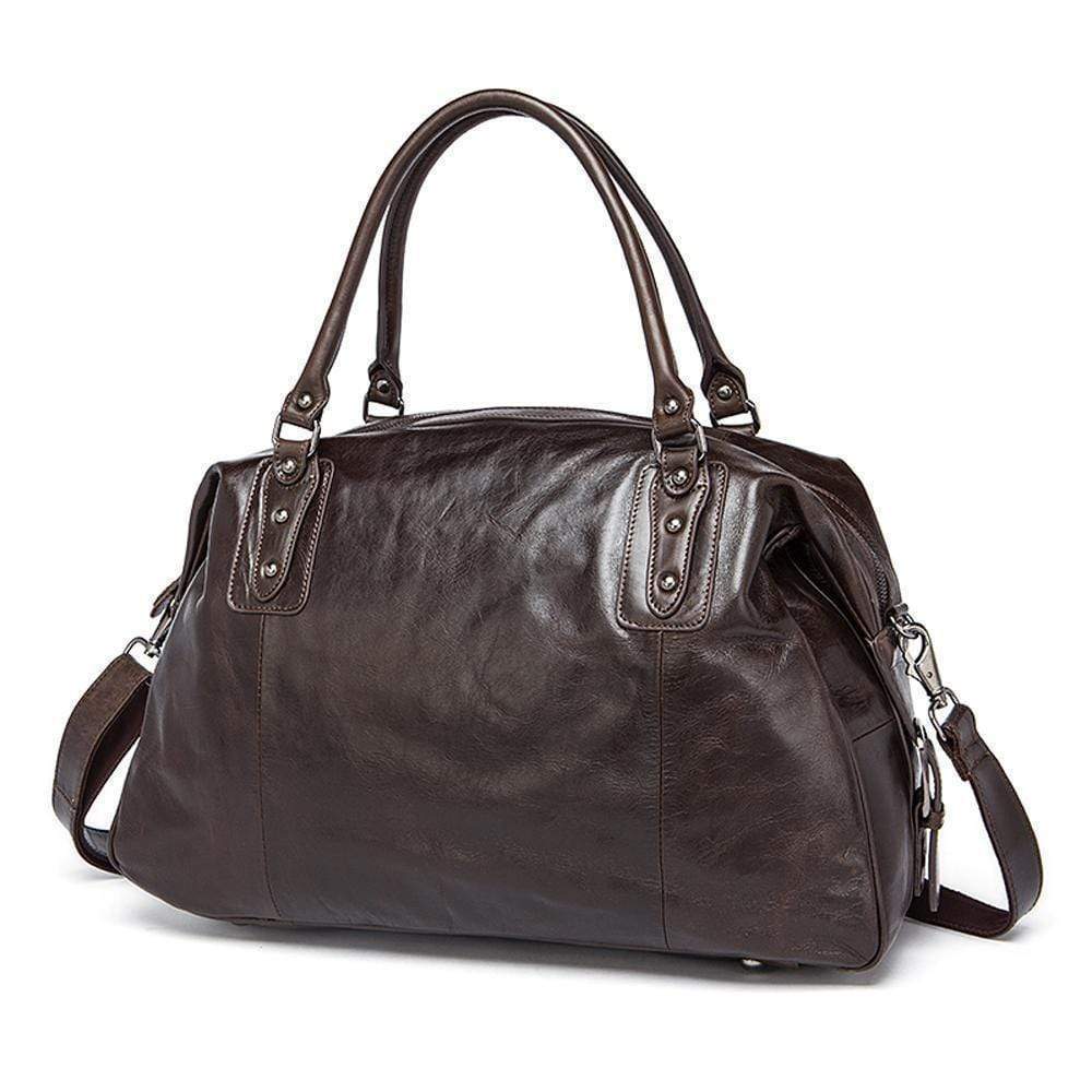 Rossie Viren Vintage Leather Large Travel Carry-All - Unisex Weekender Duffel Shoulder Bag