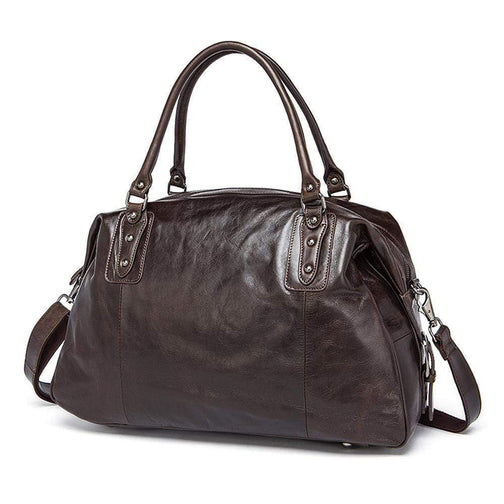 Rossie Viren Vintage Leather Large Travel Carry-All - Unisex Weekender Duffel Shoulder Bag