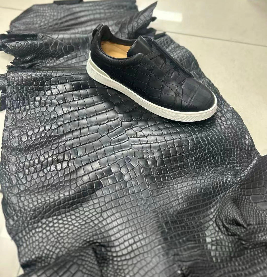 Preorder Crocodile Shoes Genuine Crocodile Skin Leather Sneakers