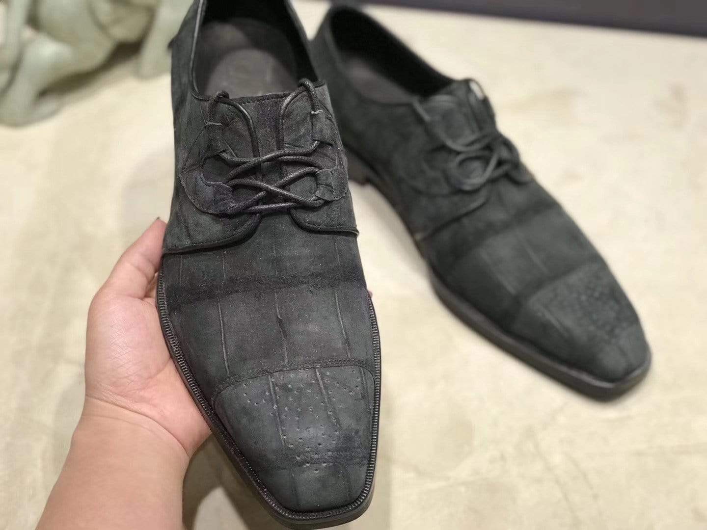 Crocodile Shoes Sanded Genuine Crocodile Leather Penny Casual Business Brogue Shoes