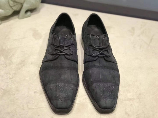 Crocodile Shoes Sanded Genuine Crocodile Leather Penny Casual Business Brogue Shoes