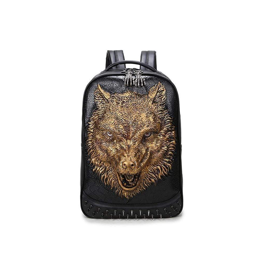 Unisex 3D Angry Wolf PU Leather Casual Laptop Rivet Fashion Backpack Unisex 3D Angry Wolf PU Leather Casual Laptop Rivet Fashion Backpack
