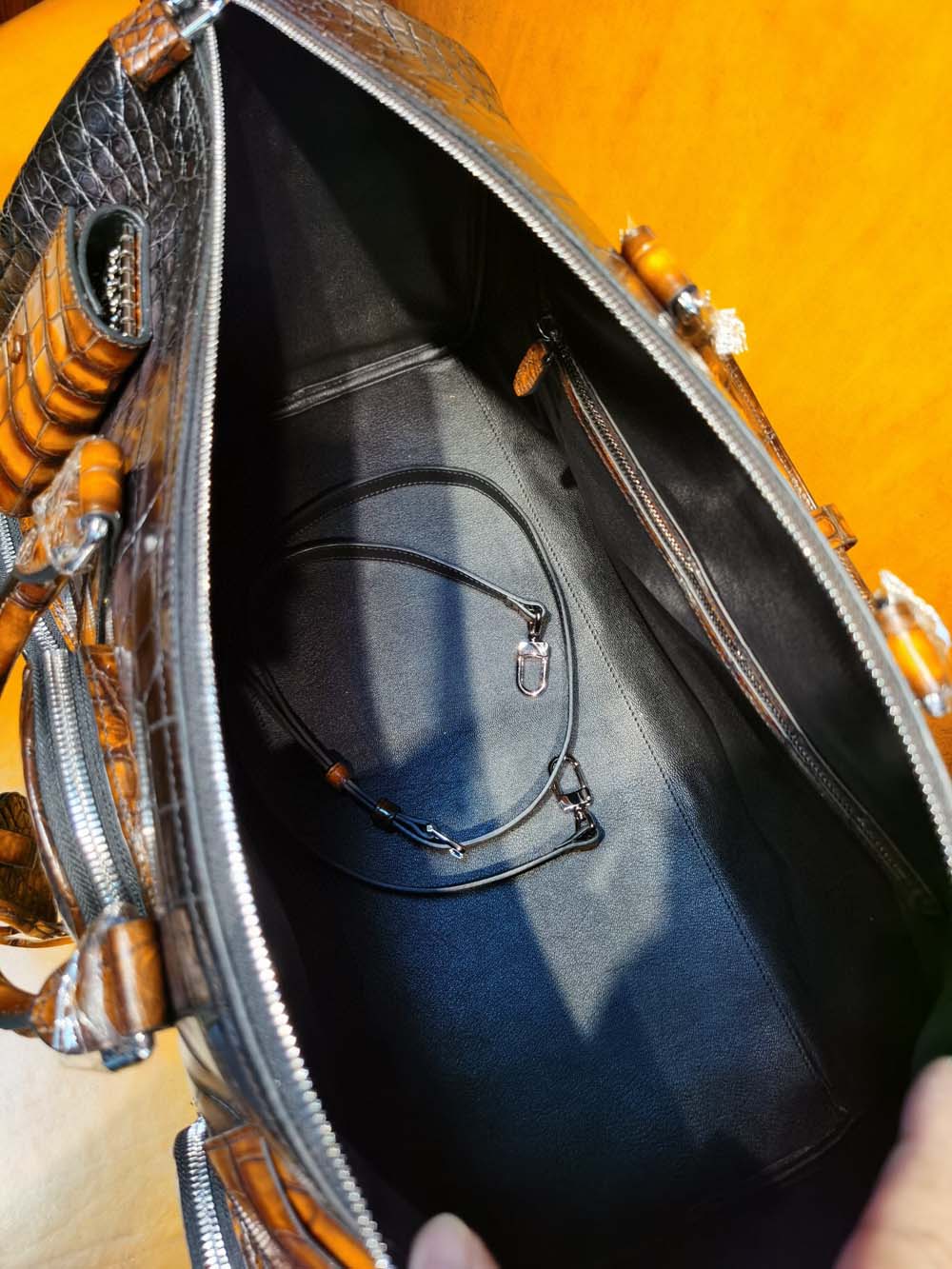 Vintage Brown Genuine Crocodile Leather Large Duffel Bag