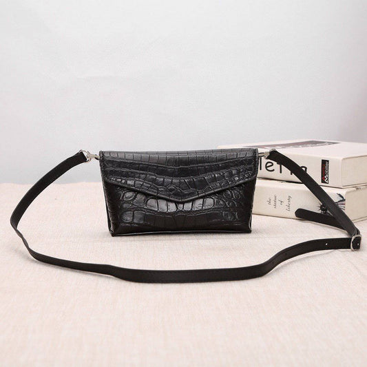 Women's Crocodile Belly Leather Tiny Pouch Shoulder Messenger Bag | Rossieviren