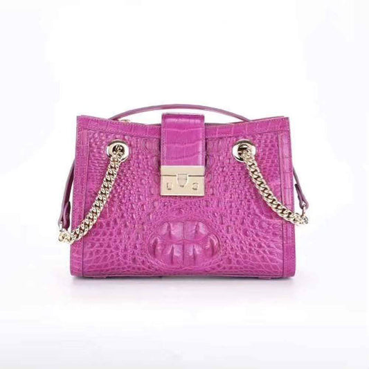 Women's Crocodile Leather Flap Chain Shoulder Bag