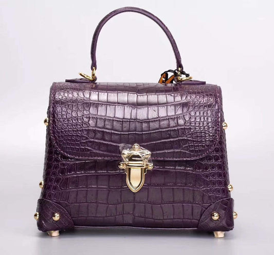 Women's Crocodile Leather Small Top Handle Bag