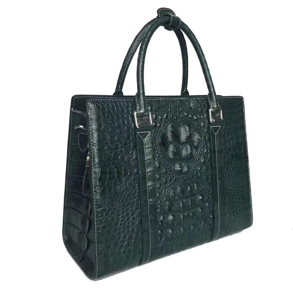 Women's Genuine Crocodile Leather Top Handle Shoulder Bag