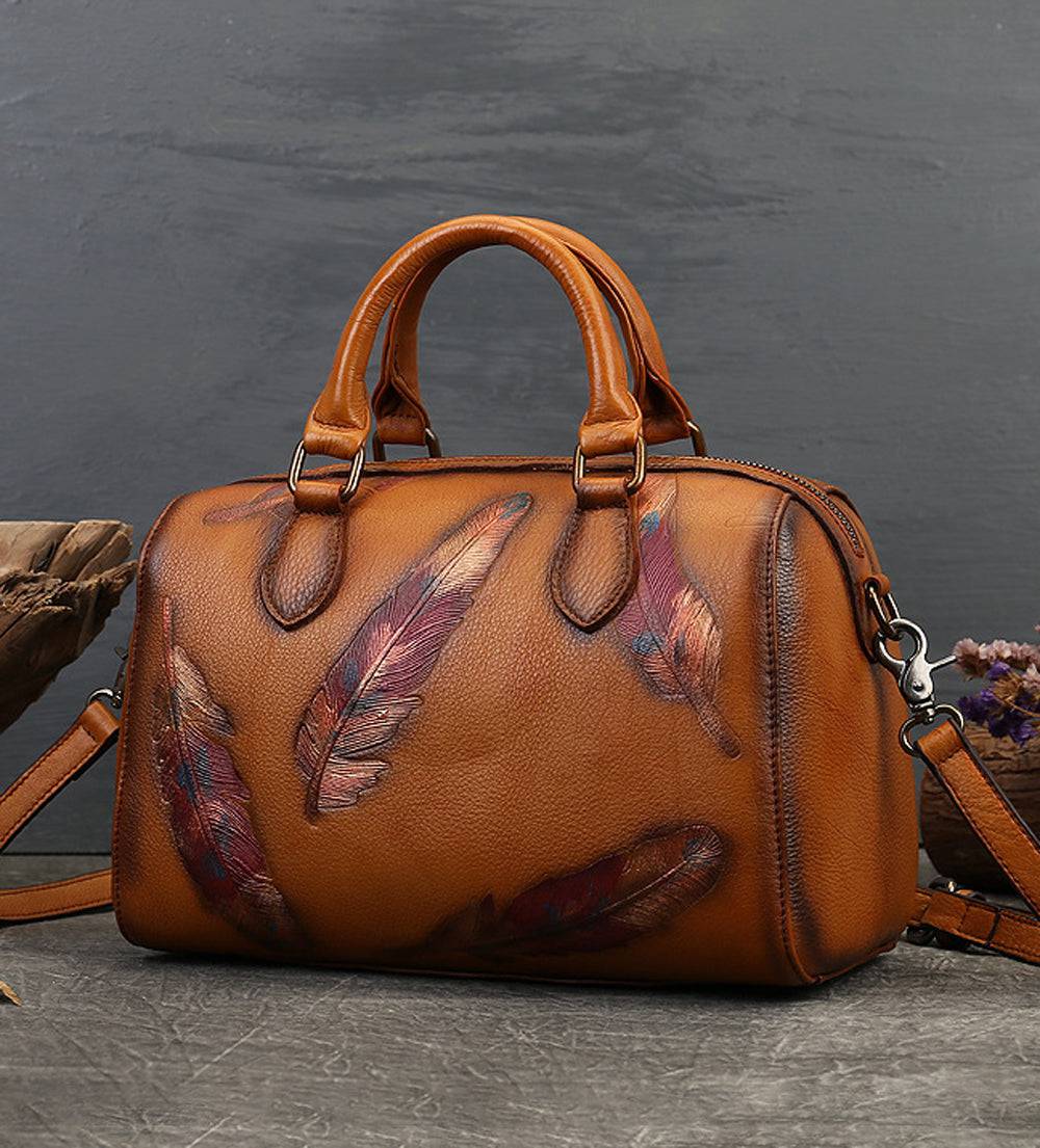 Womens Cervo Antic Leather Brown Bauletto Dream Shopping Tote Bag