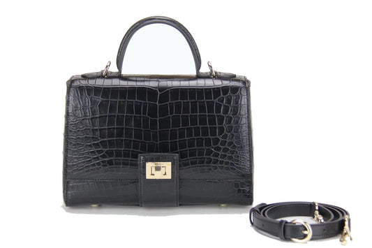 Womens Crocodile Leather Messenger Cross Body Top Handle Bags