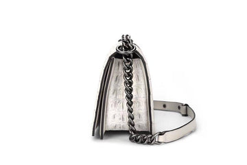 Womens Crocodile Leather Shoulder Flap Chain Bag