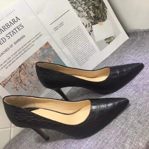 Crocodile Shoes Womens Genuine Crocodile Belly Leather Pointed Toe Pumps