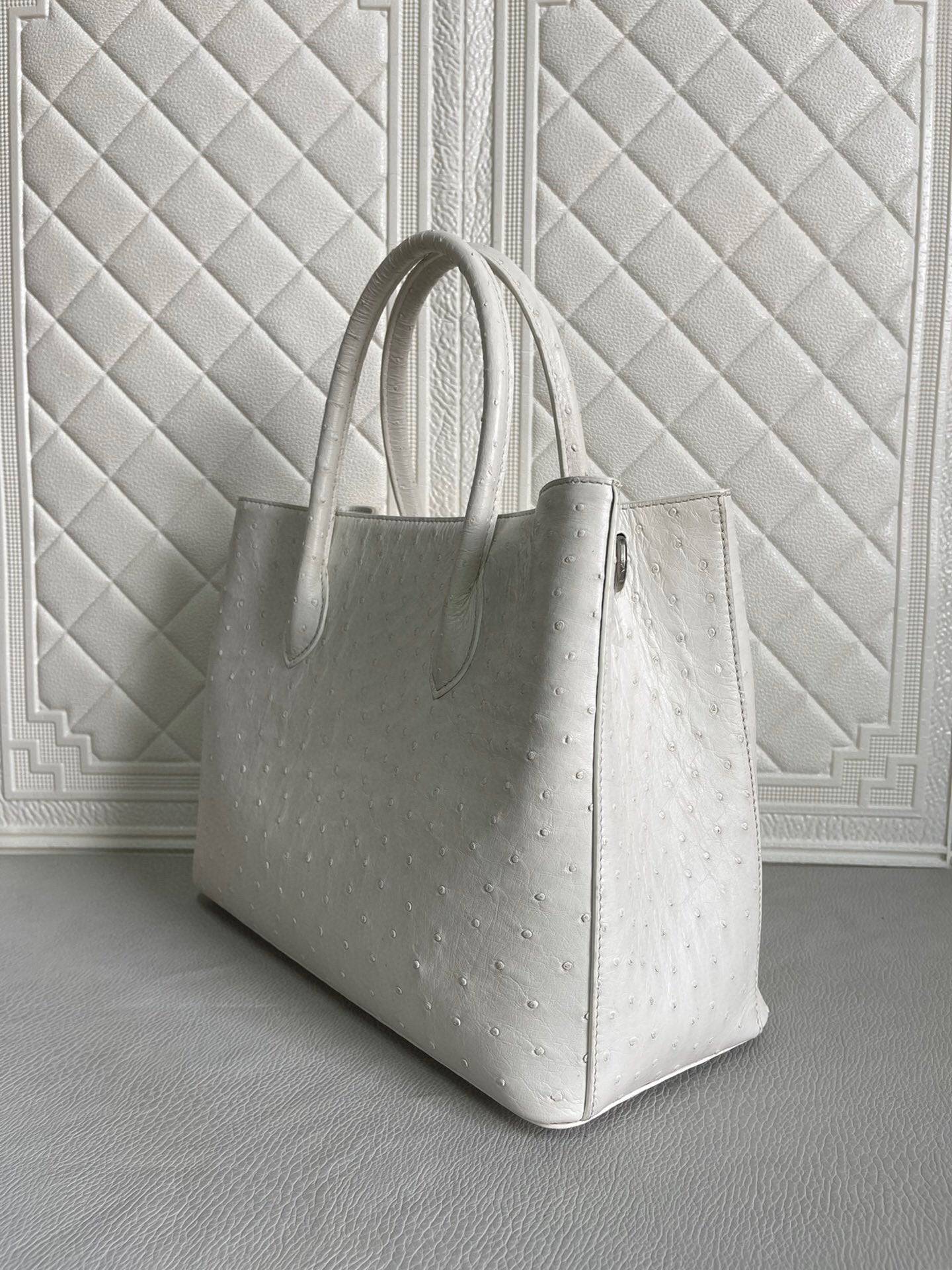 Womens Ostrich Leather Top Handle Shoulder Cross Body Bags Red 33cm