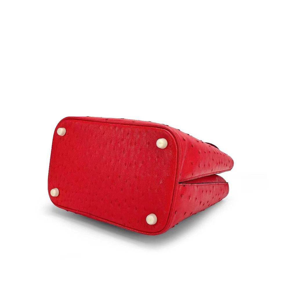 Womens Ostrich Skin Leather Messenger Cross Body Hobo Shoulder Bag