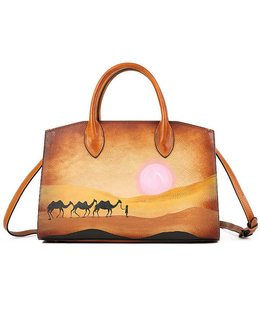 Womens Vintage Leather Top Handle Satchel Bags