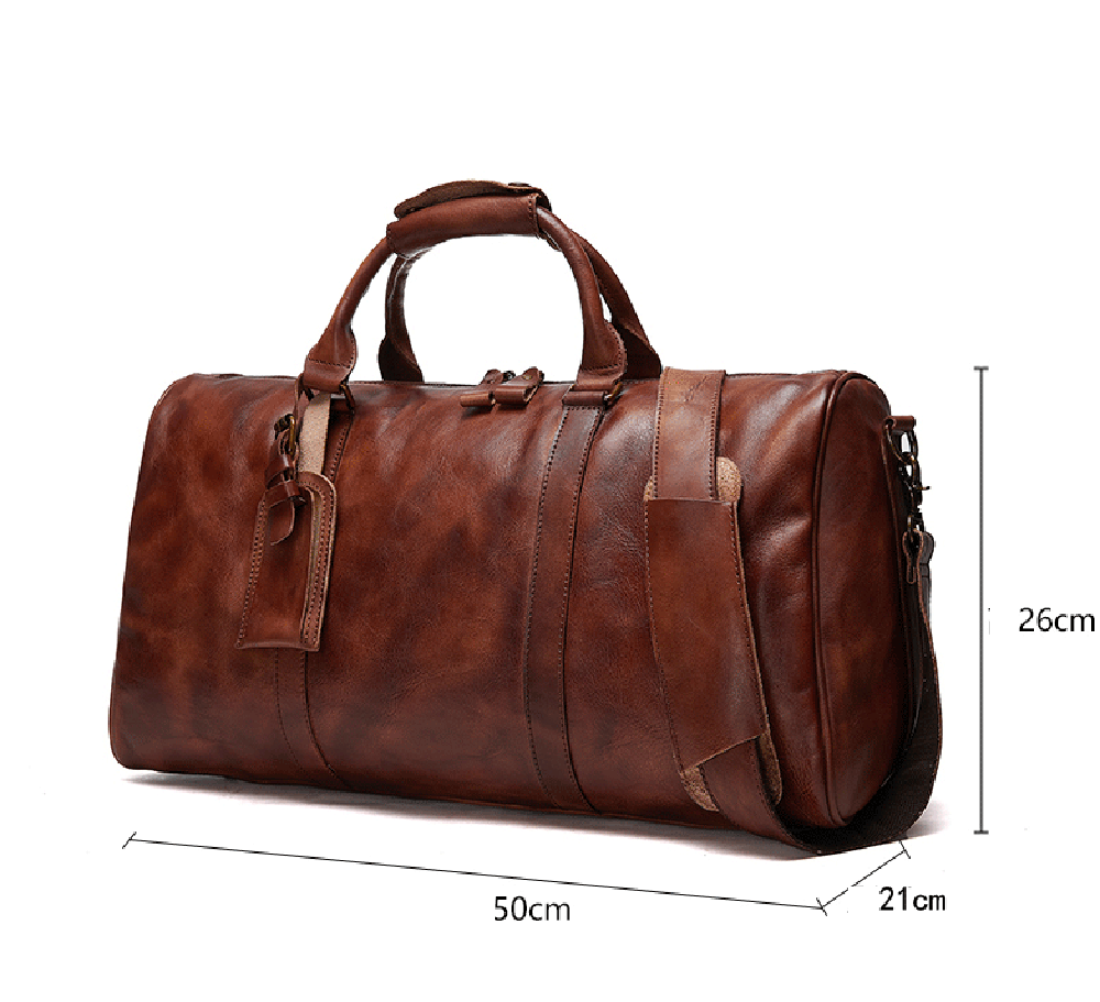 Vegetable Tanning Leather Duffle Bag Travel Case Duffel, Luggage Bags, Gym Sports Leather Bag ,Vintage Overnight Weekender Carry On Duffle Bag For Men and Women