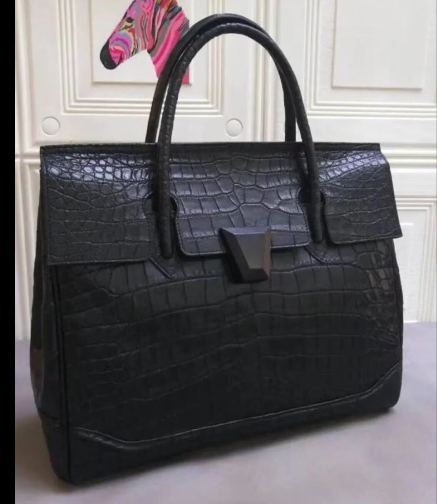 Preorder Crocodile Leather Extra Large Super Big Bag, Jumbo Storage Padlock Business Handbags Office Business Travel Bags