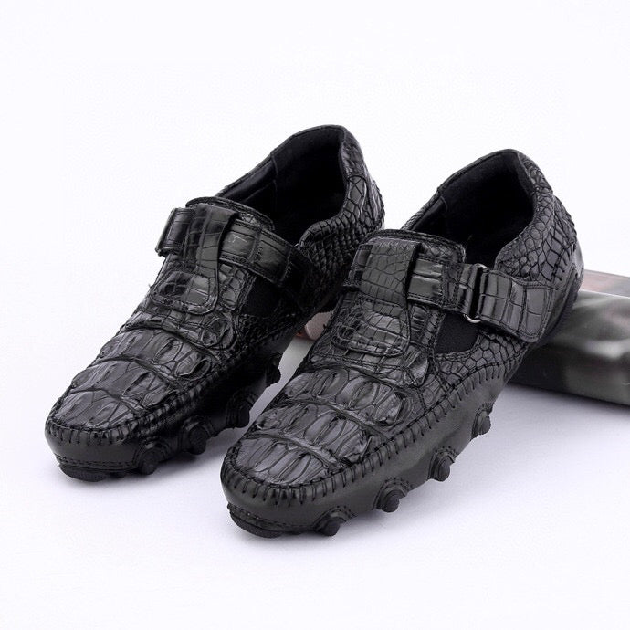 Crocodile Shoes Crocodile Leather Loafers Casual Driving Shoes Black