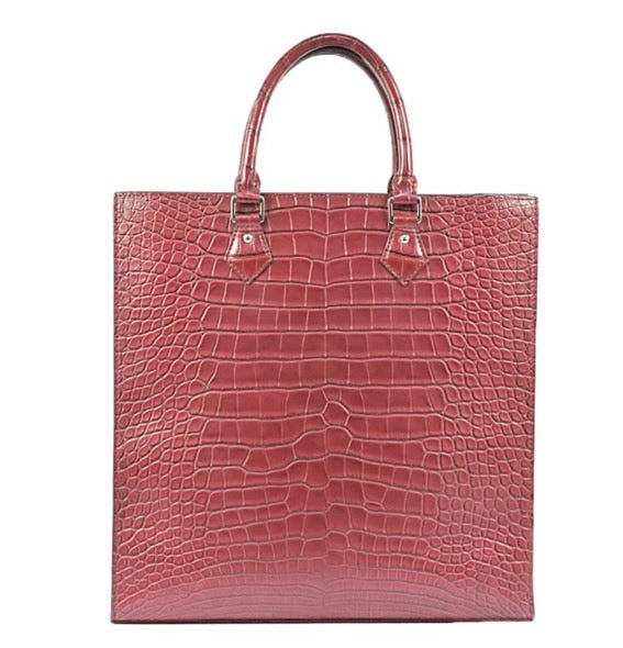 Preorder Womens Vintage Crocodile Leather Tote Bag Vintage Purple