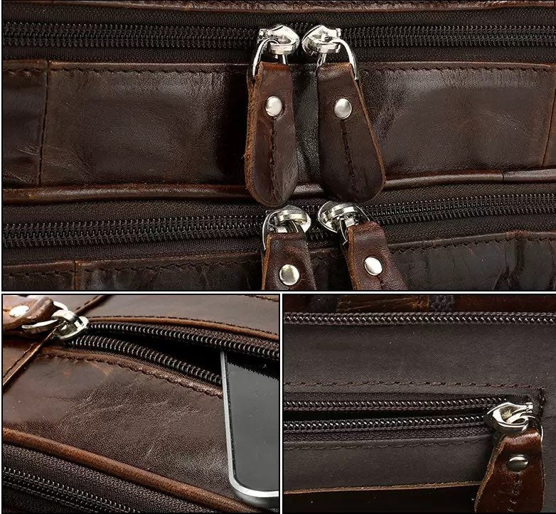 Rossie Viren Vegetable Brown Large Double Zip Briefcase