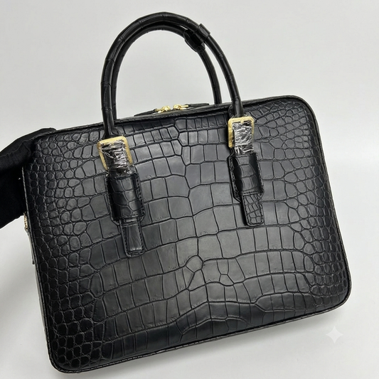 Men's Crocodile Briefcase Business Document Bags  Black
