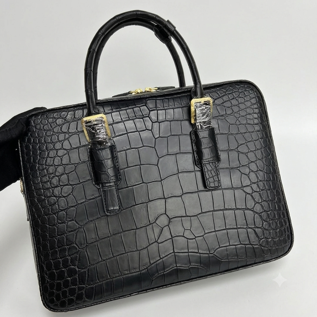 Men's Crocodile Briefcase Business Document Bags Black | Rossie Viren