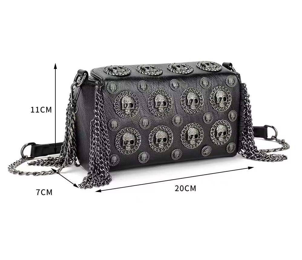 3D Skull Bag Studded Chain Shoulder Bag