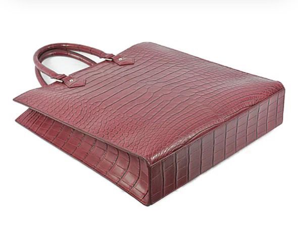 Preorder Womens Vintage Crocodile Leather Tote Bag Vintage Purple