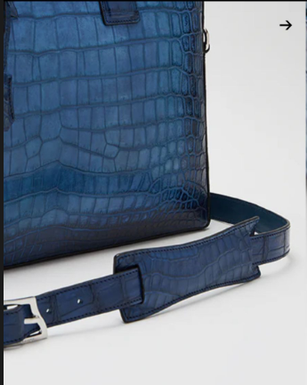 Preorder Crocodile Briefcase , Genuine Crocodile Belly Leather Briefcase Dark Blue