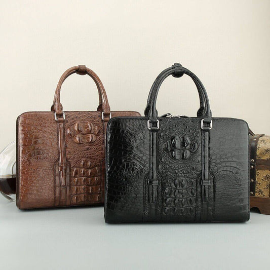 Crocodile Leather Briefcase Black & Brown