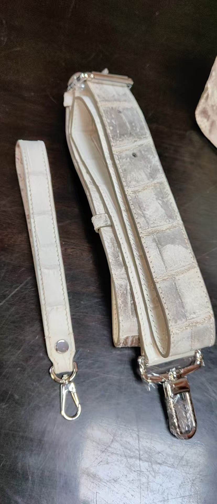 Himalaya White Genuine Crocodile Skin Leather Shoulder Chest Cross Body Clutch Bag