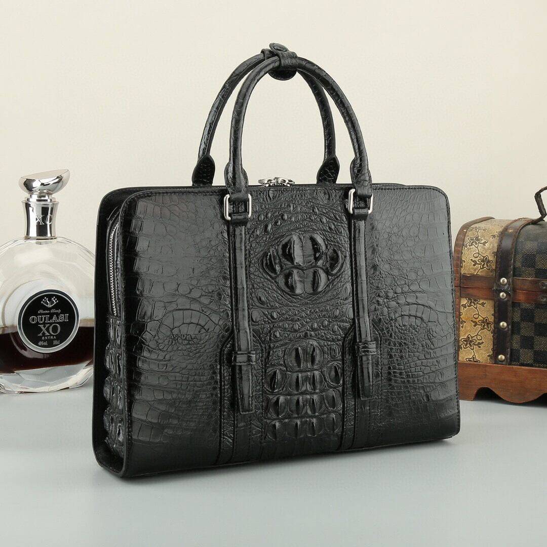 Crocodile Leather Briefcase Black & Brown