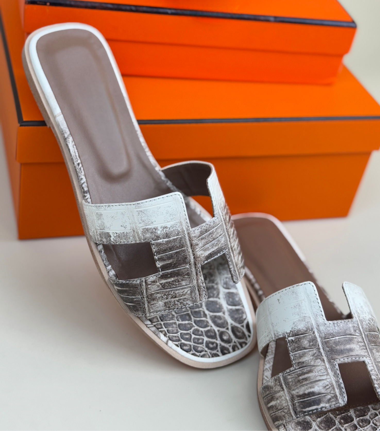 Crocodile Slippers Women's Crocodile Leather Flat Slippers