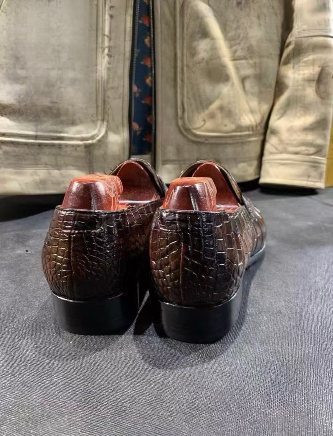 Crocodile Shoes, Men's Vintage Brown Crocodile Leather Shoes