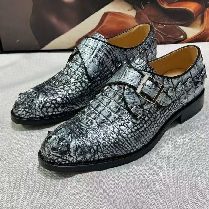 Crocodile Leather Lace-Up Shoes,Crocodile Business Dress Shoes
