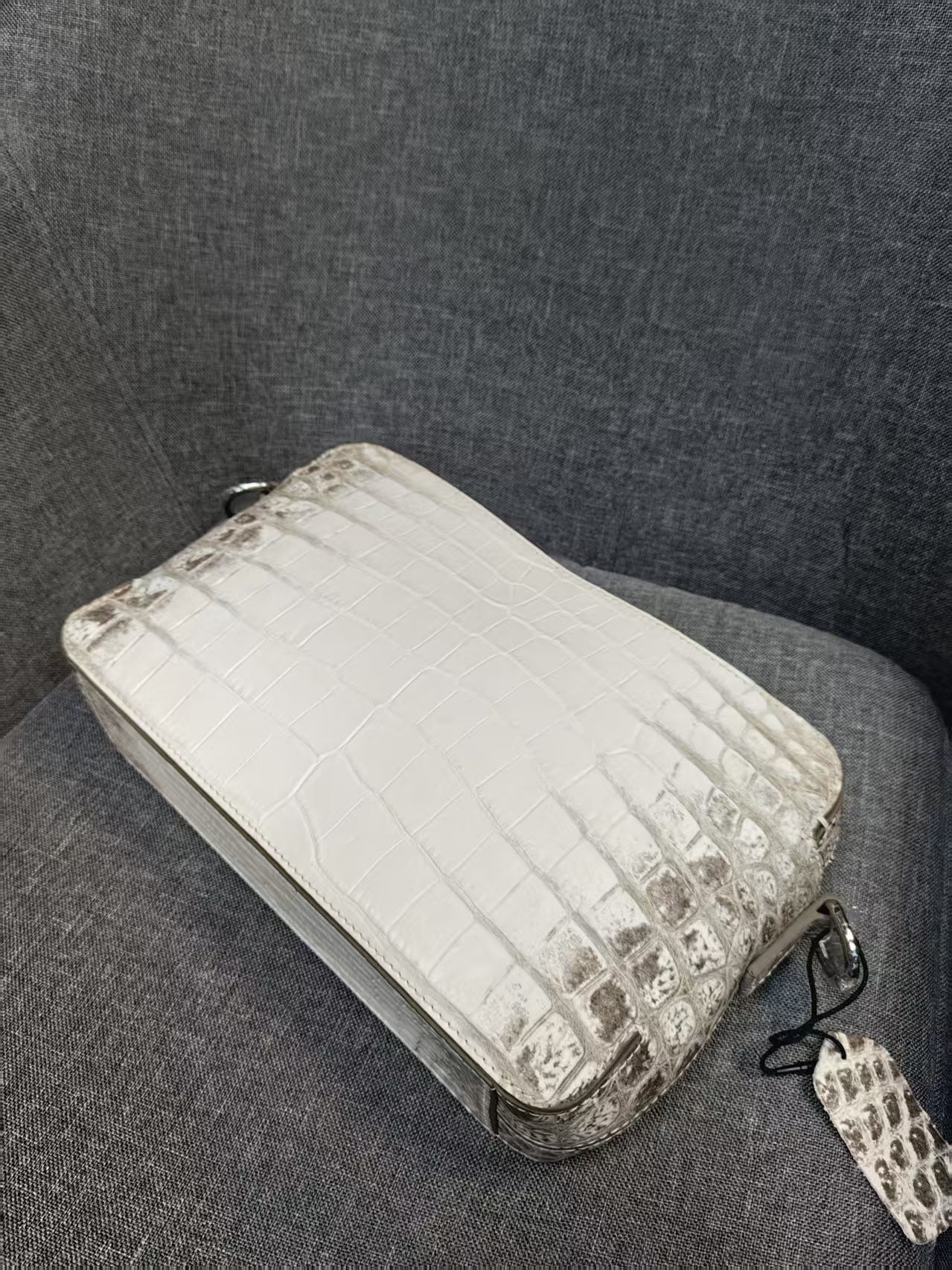 Himalaya White Genuine Crocodile Skin Leather Shoulder Chest Cross Body Clutch Bag