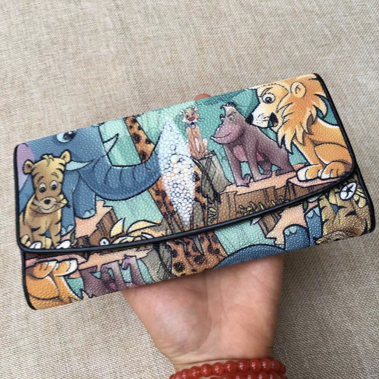 Genuine stingray TriFold Wallet With Floral For Women