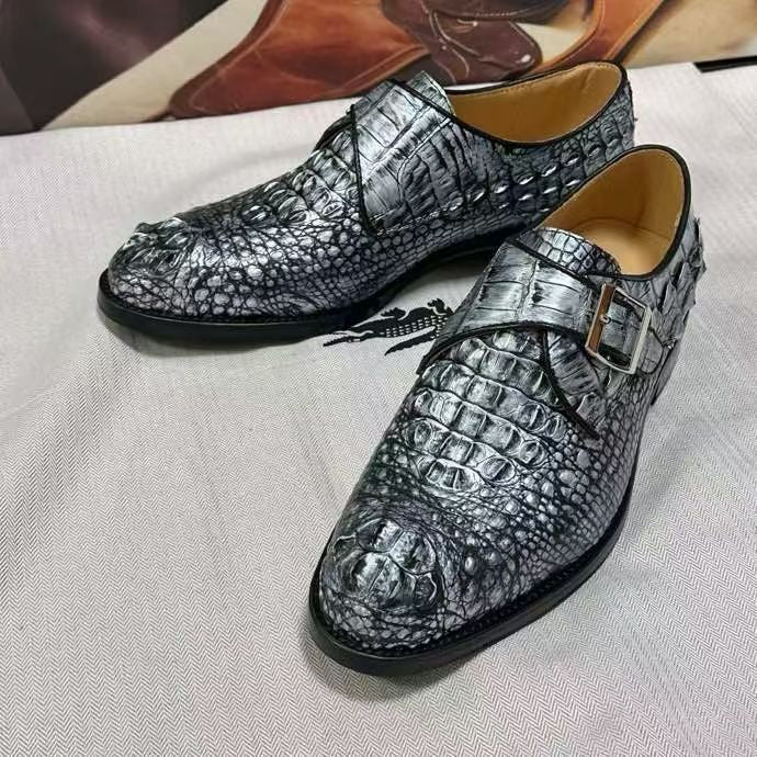 Crocodile Leather Lace-Up Shoes,Crocodile Business Dress Shoes
