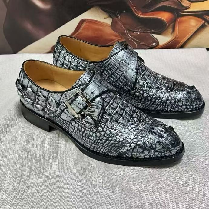 Crocodile Leather Lace-Up Shoes,Crocodile Business Dress Shoes