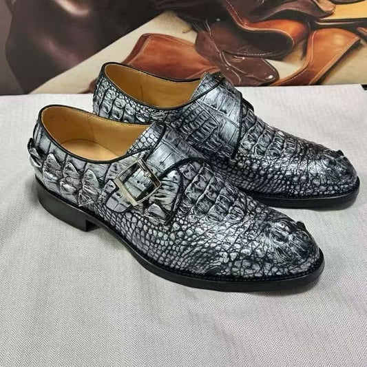 Crocodile Leather Lace-Up Shoes,Crocodile Business Dress Shoes
