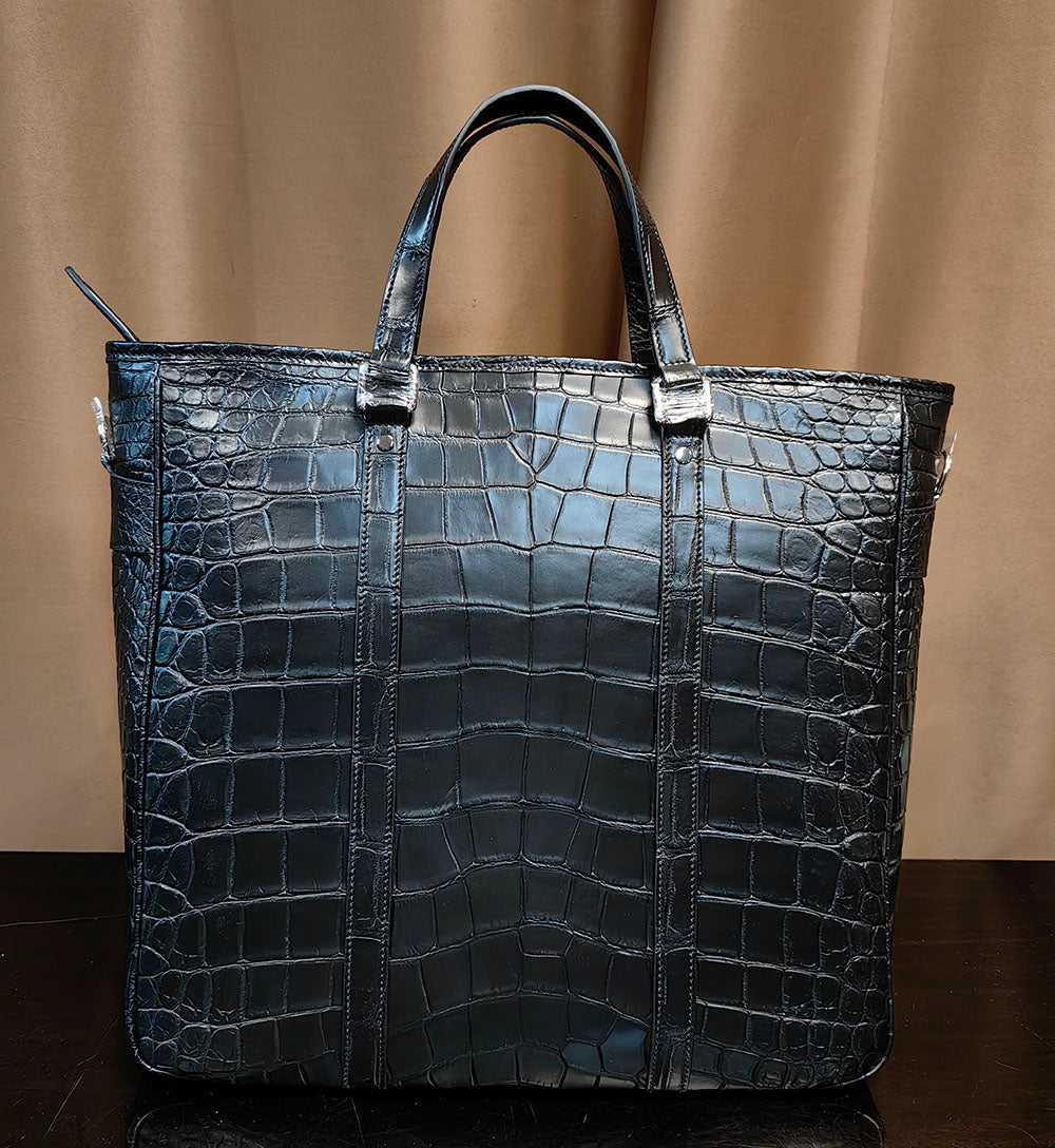 Unisex Crocodile Leather Briefcase Large Tote Bag