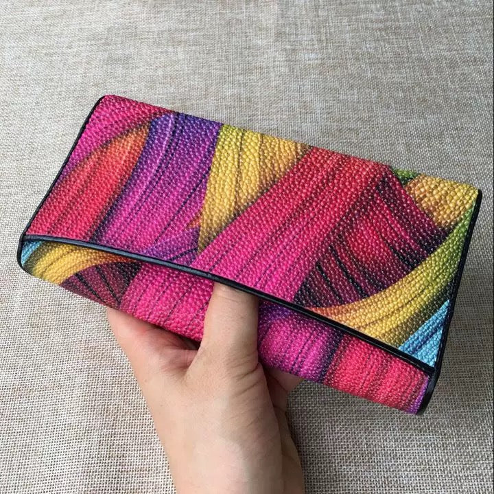 Genuine stingray TriFold Wallet With Floral For Women
