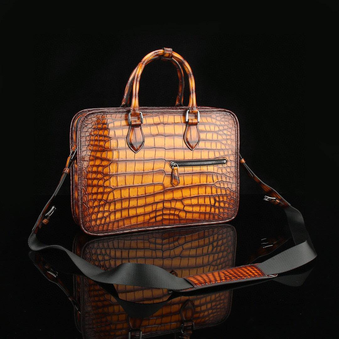 Vintage Brown Crocodile Leather  Briefcase