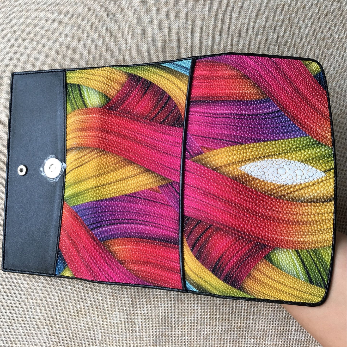 Genuine stingray TriFold Wallet With Floral For Women