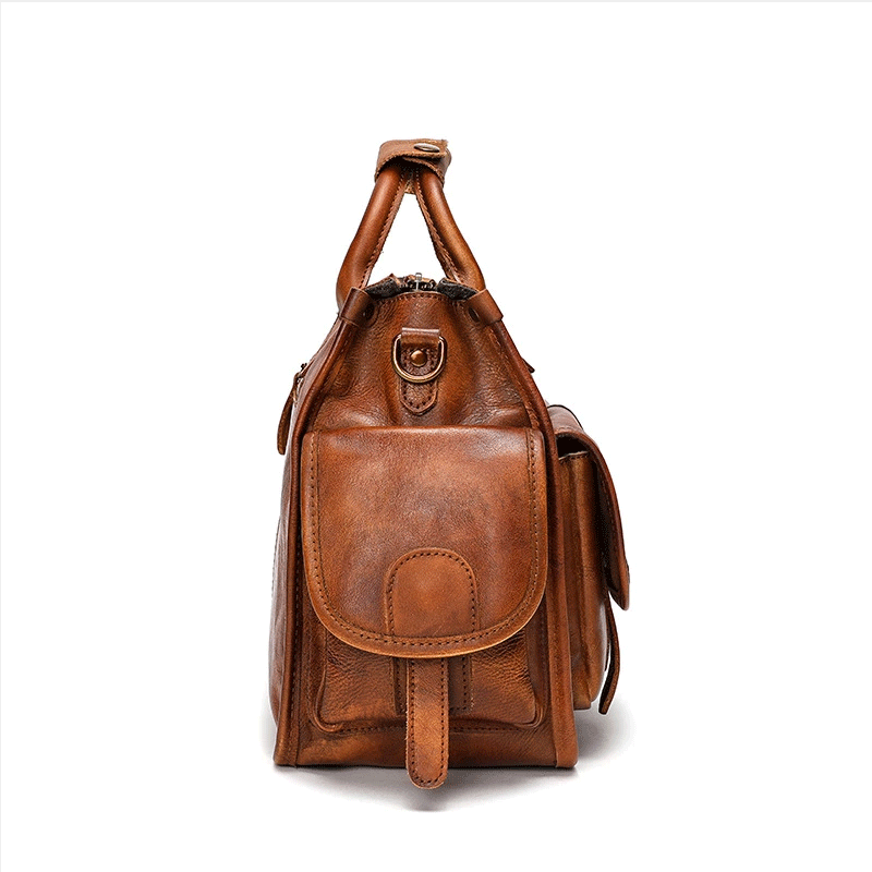 Vegetable Tanning Leather Postman Bag Briefcase Messenger Crossbody Bags