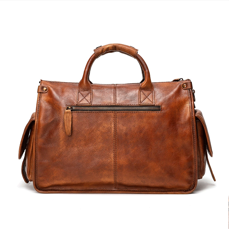 Vegetable Tanning Leather Postman Bag Briefcase Messenger Crossbody Bags