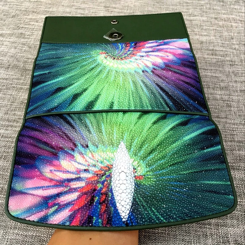 Genuine stingray TriFold Wallet With Floral For Women