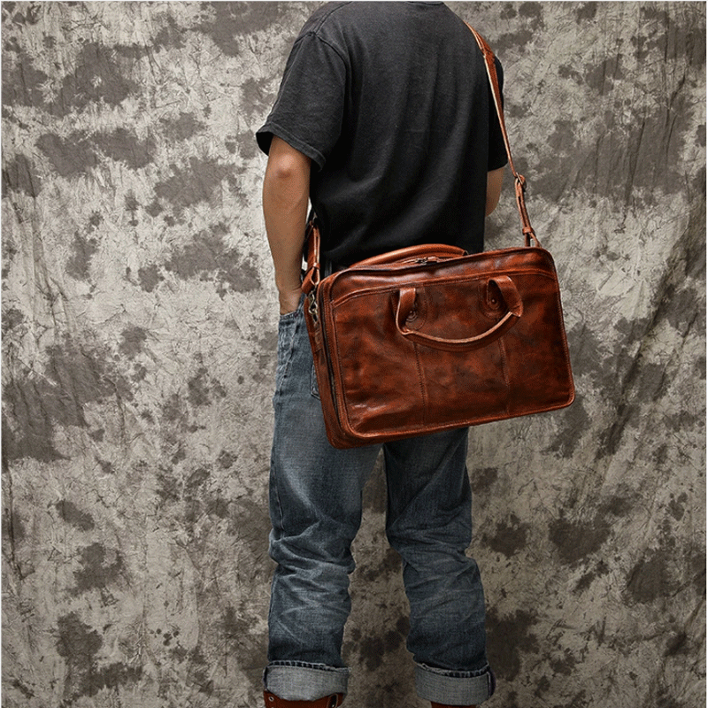 Vegetable Tanning Leather Briefcase