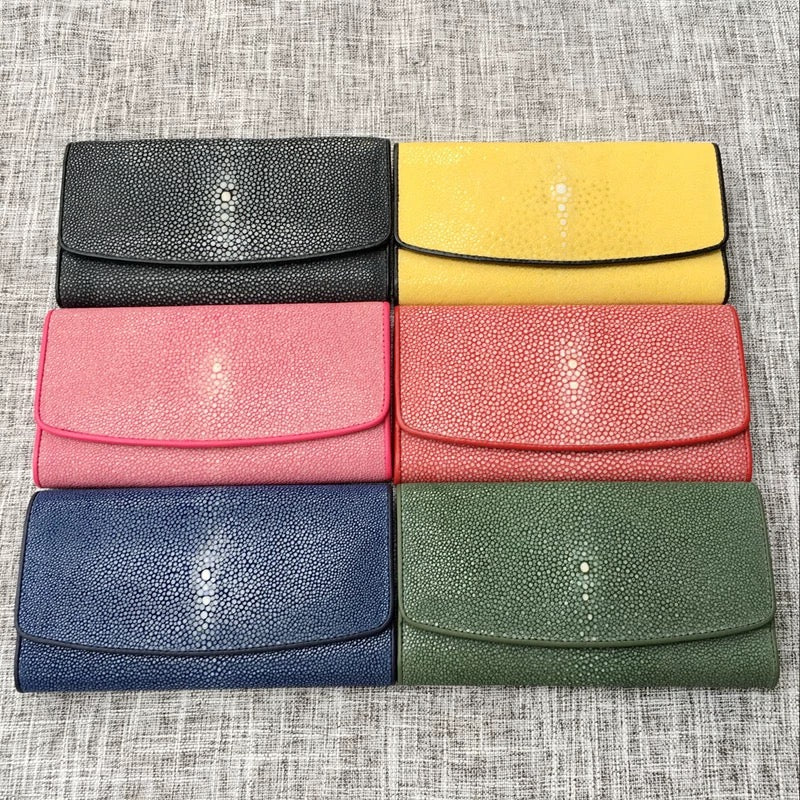 Genuine stingray TriFold Wallet With Floral For Women