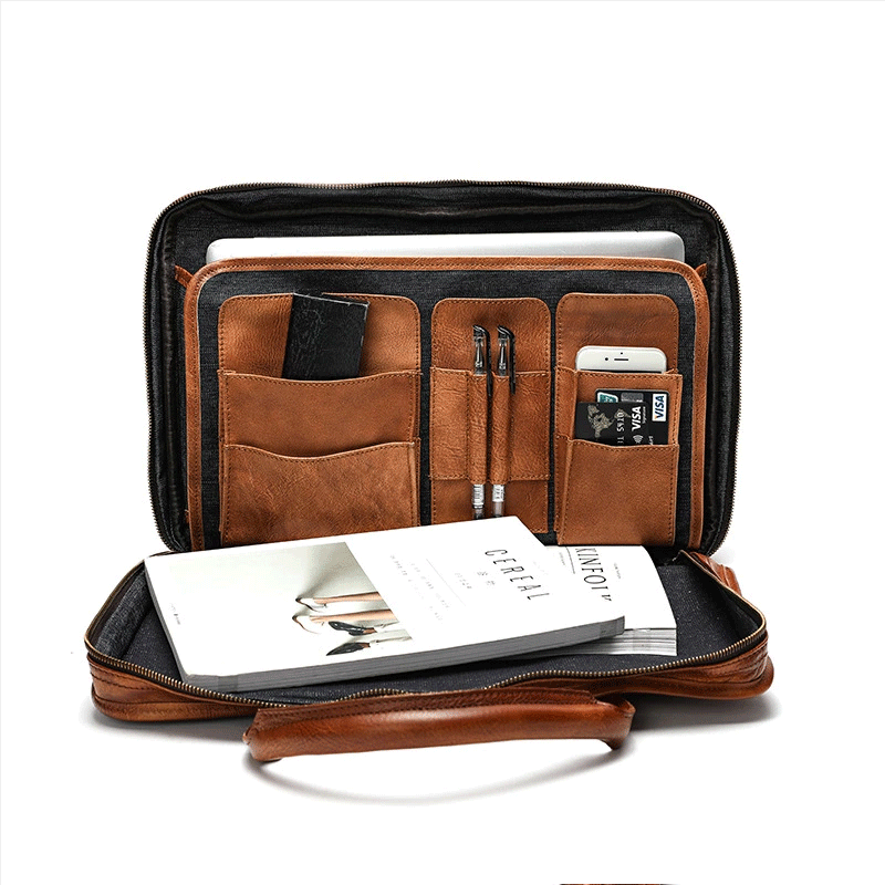 Vegetable Tanning Leather Briefcase